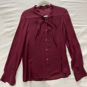 Theory silk burgundy blouse size M